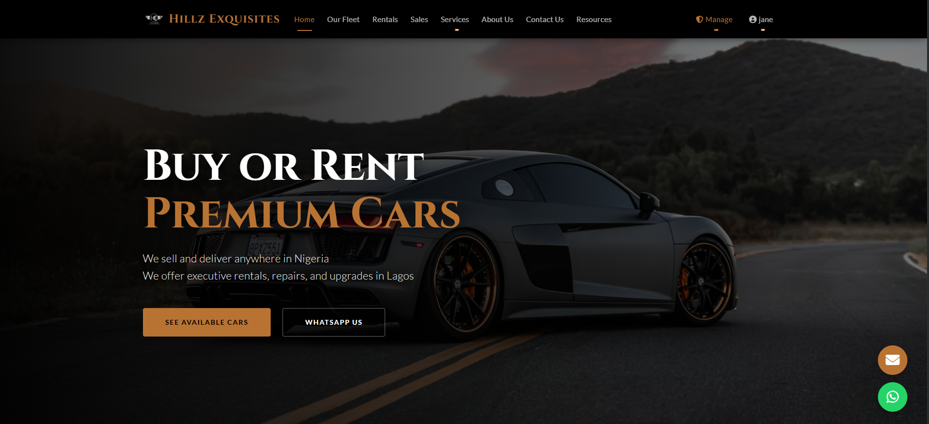 Hillz Exquisite Homepage