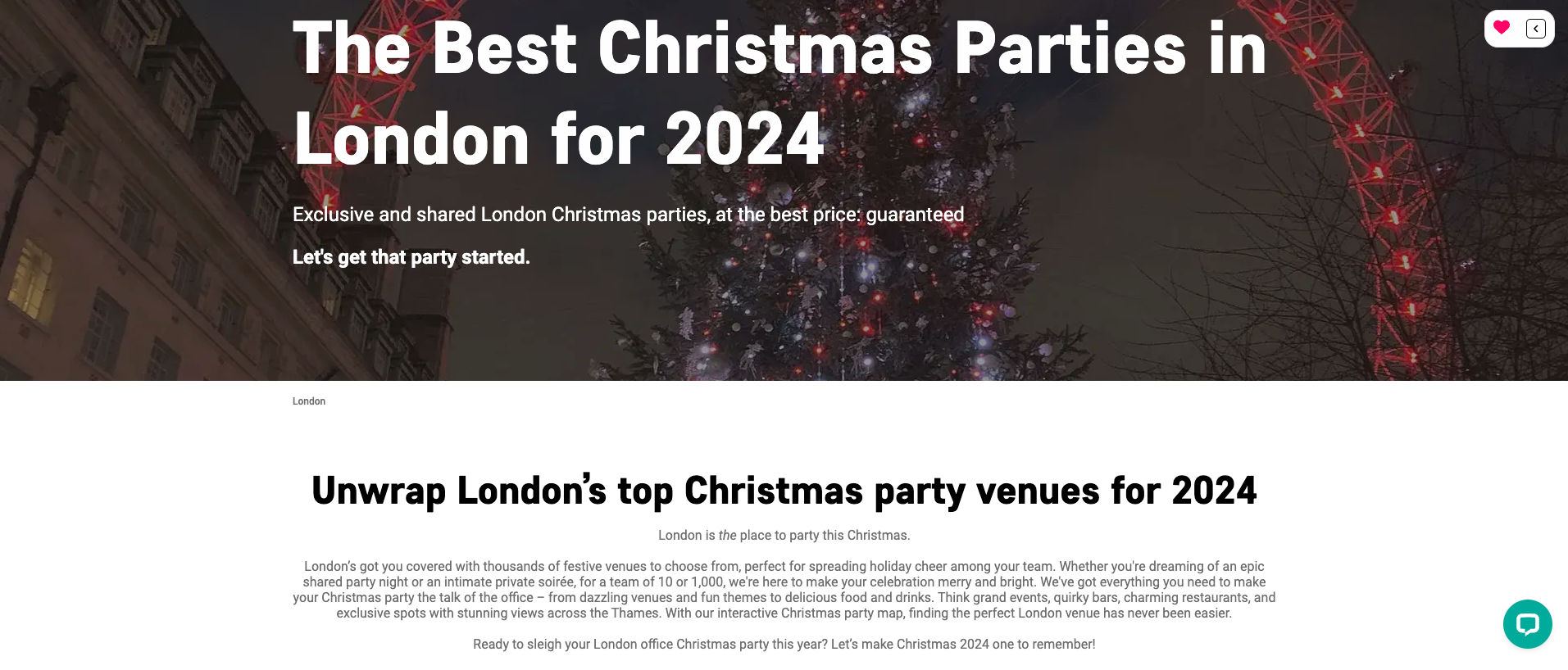 Example of live location page for Office Christmas