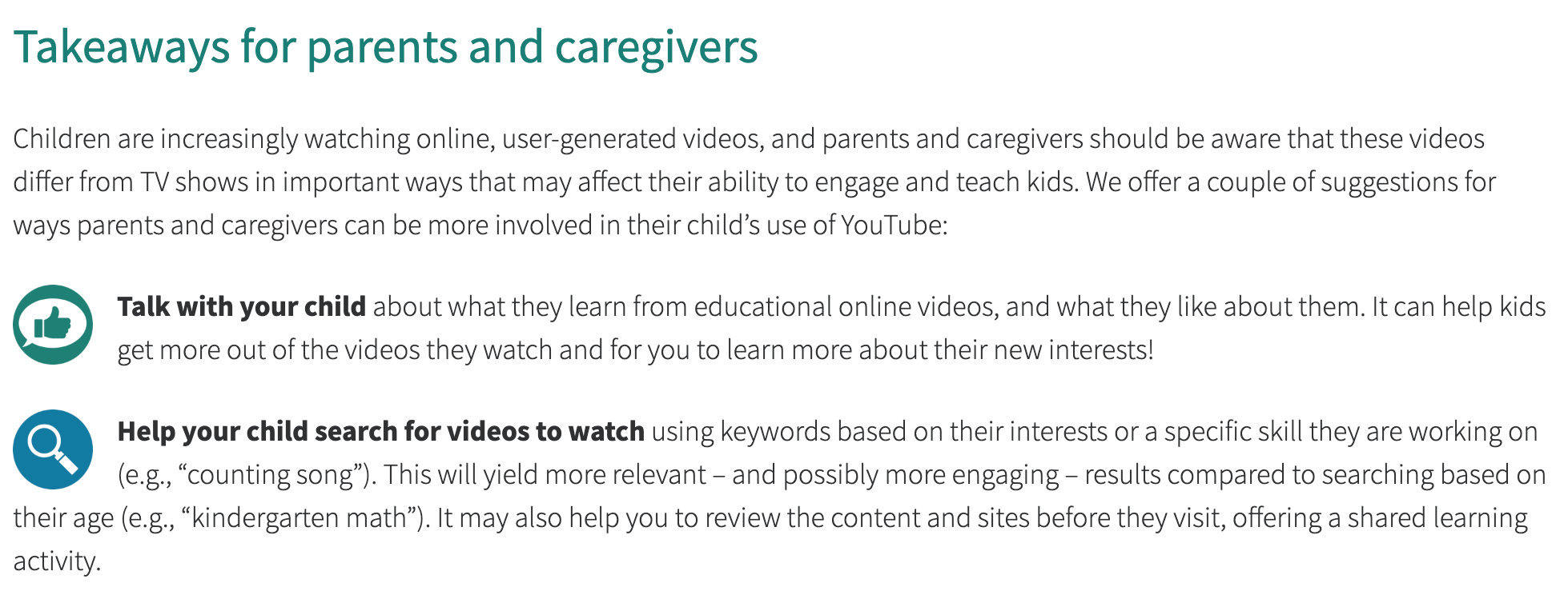 Our blog post included actionable advice for parents based on our conversations with real parents.